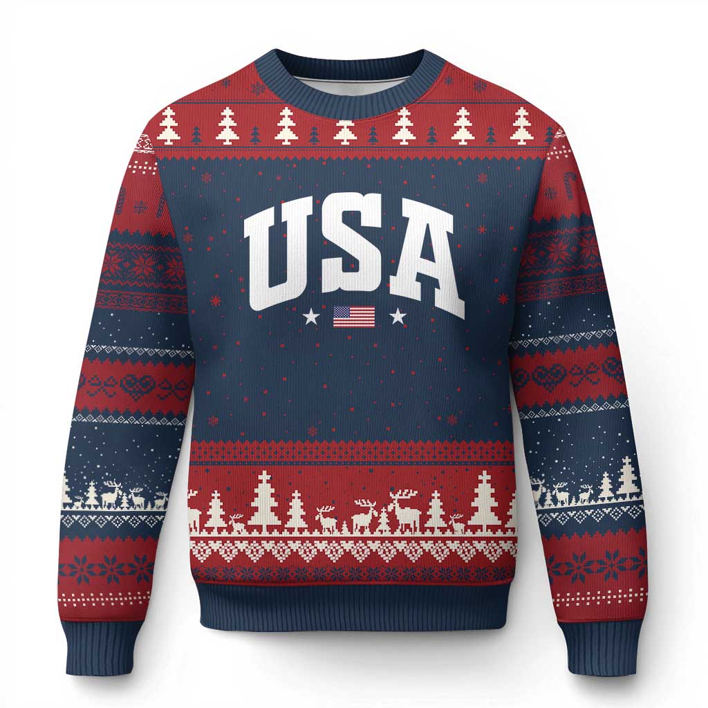 USA Ugly Christmas Sweater American Flag Patriotic 4th of July - Wonder Print Shop