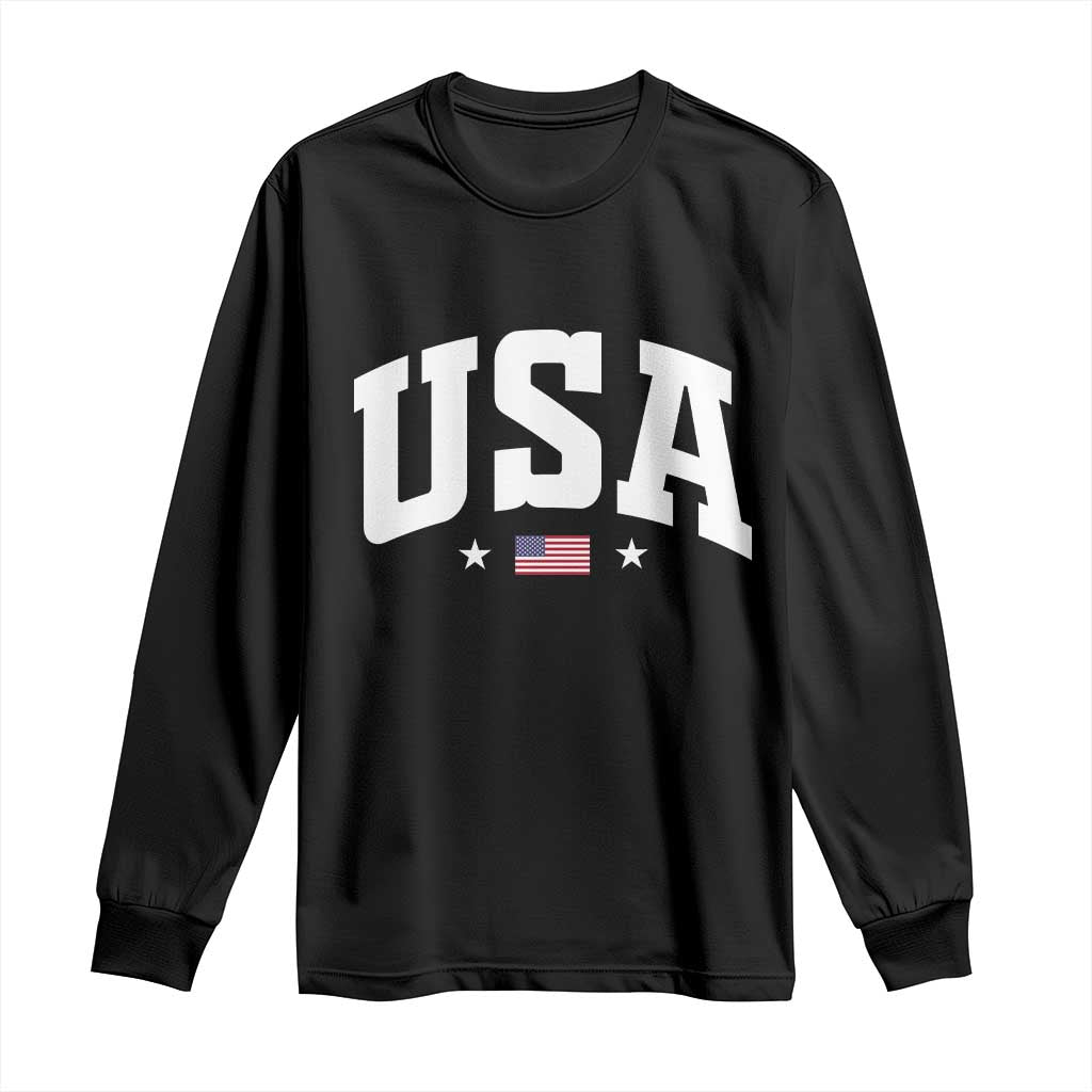 USA Long Sleeve Shirt American Flag Patriotic 4th of July - Wonder Print Shop