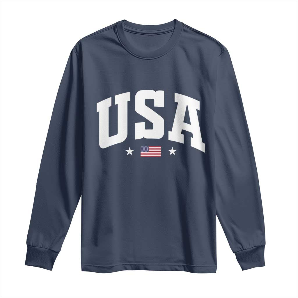 USA Long Sleeve Shirt American Flag Patriotic 4th of July - Wonder Print Shop