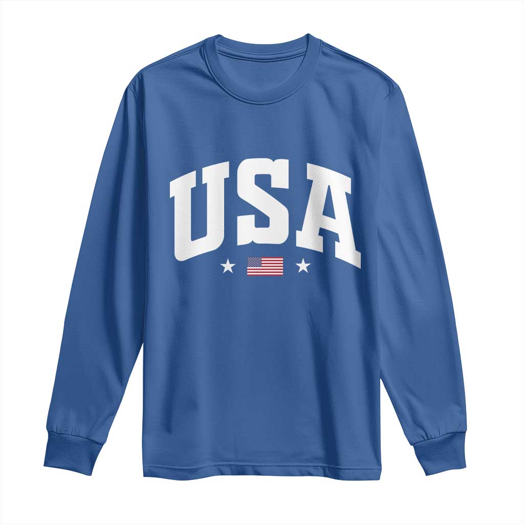 USA Long Sleeve Shirt American Flag Patriotic 4th of July - Wonder Print Shop