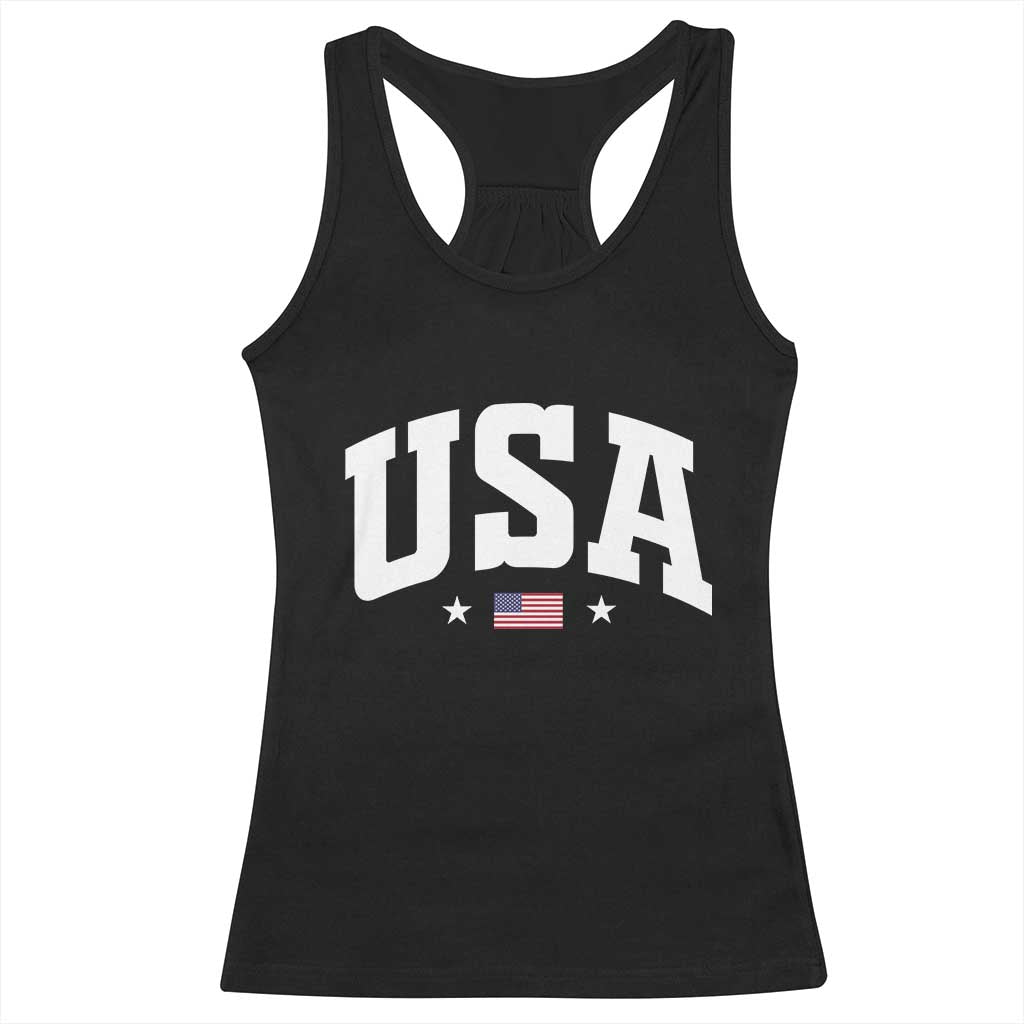 USA Racerback Tank Top American Flag Patriotic 4th of July - Wonder Print Shop