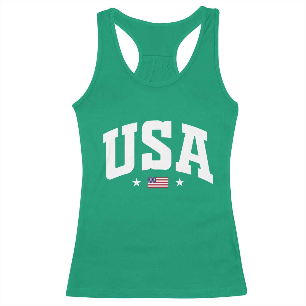 USA Racerback Tank Top American Flag Patriotic 4th of July - Wonder Print Shop