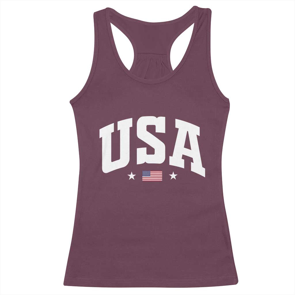 USA Racerback Tank Top American Flag Patriotic 4th of July - Wonder Print Shop
