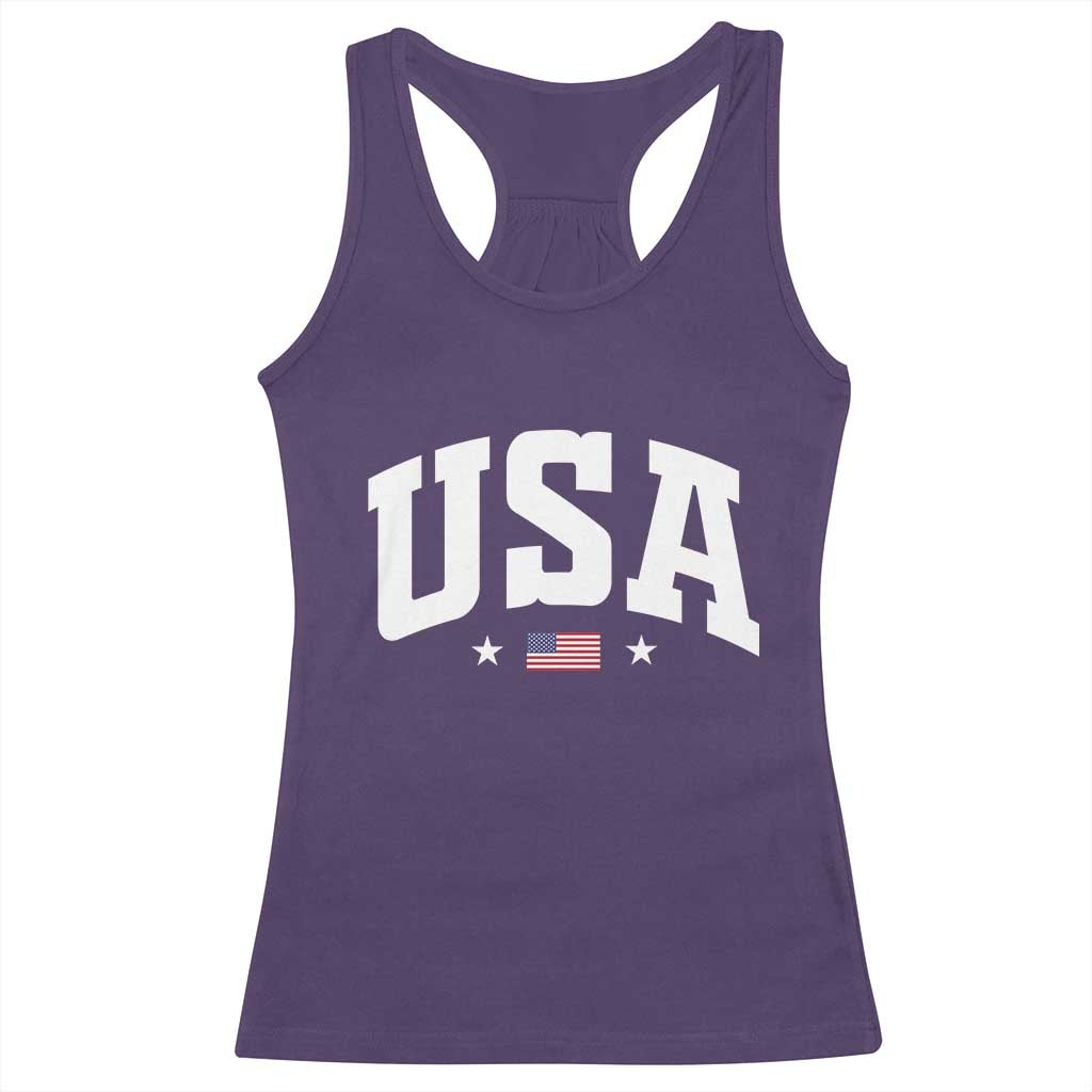 USA Racerback Tank Top American Flag Patriotic 4th of July - Wonder Print Shop