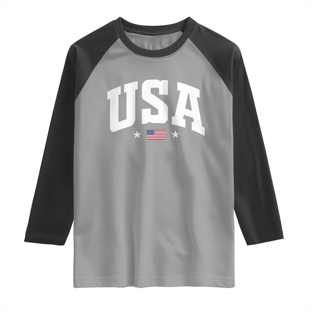 USA Raglan Shirt American Flag Patriotic 4th of July - Wonder Print Shop