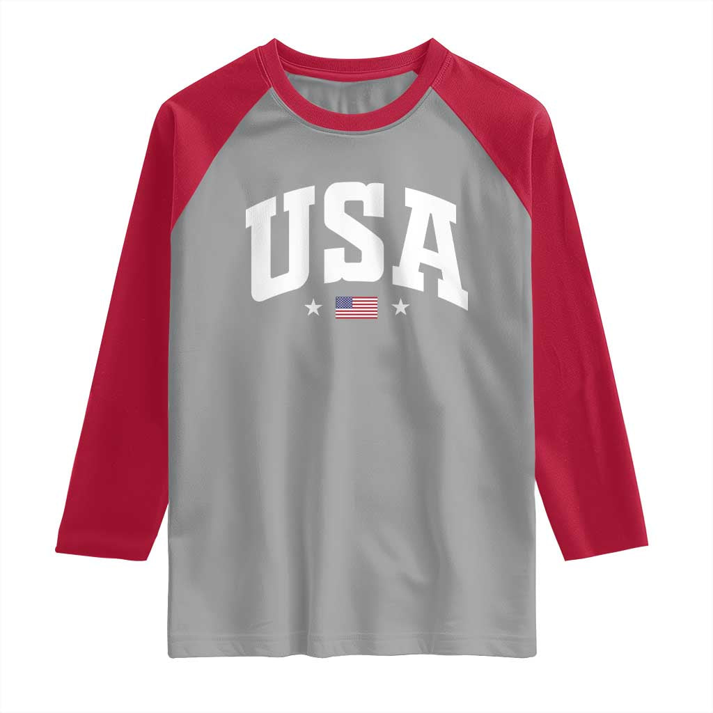 USA Raglan Shirt American Flag Patriotic 4th of July - Wonder Print Shop