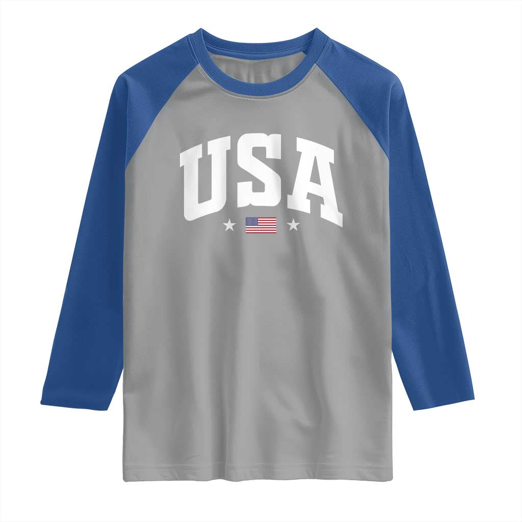 USA Raglan Shirt American Flag Patriotic 4th of July - Wonder Print Shop
