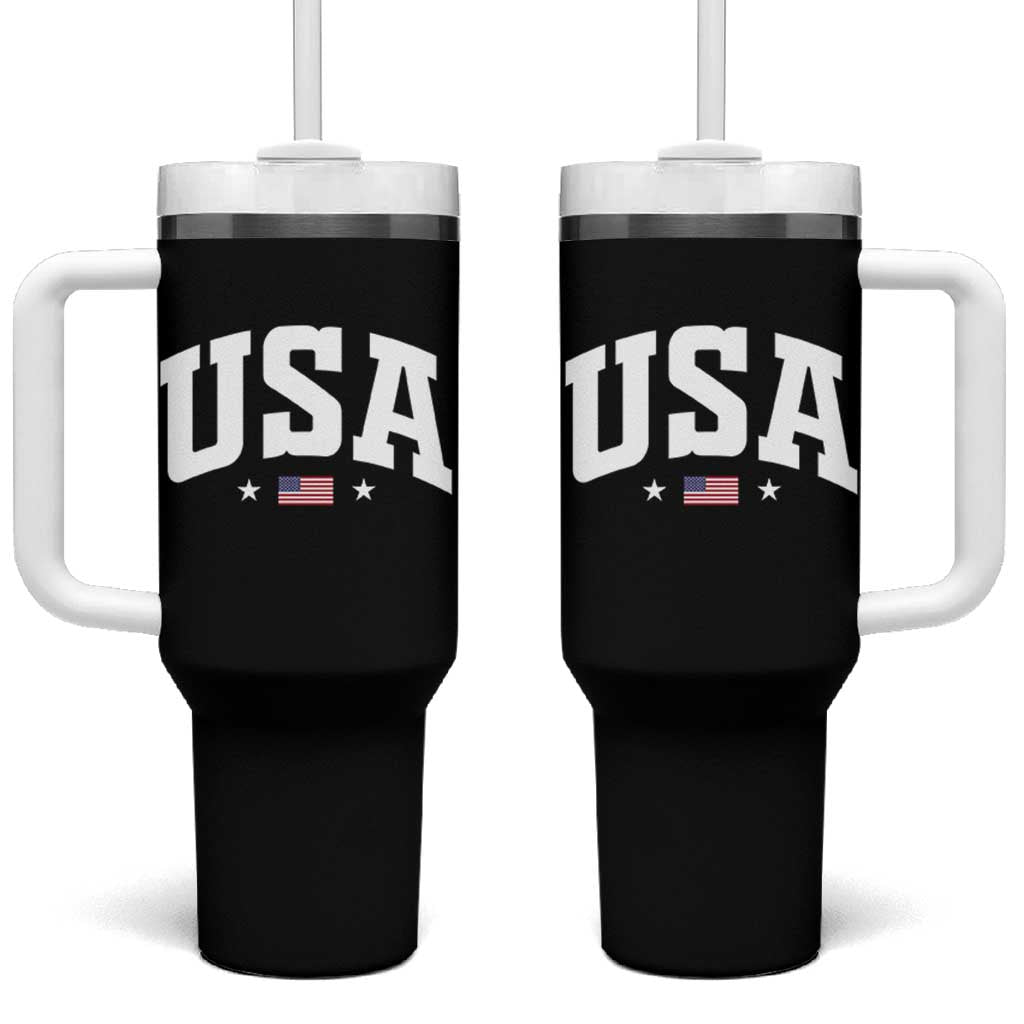 USA Tumbler With Handle American Flag Patriotic 4th of July - Wonder Print Shop