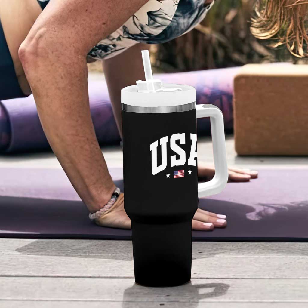 USA Tumbler With Handle American Flag Patriotic 4th of July - Wonder Print Shop
