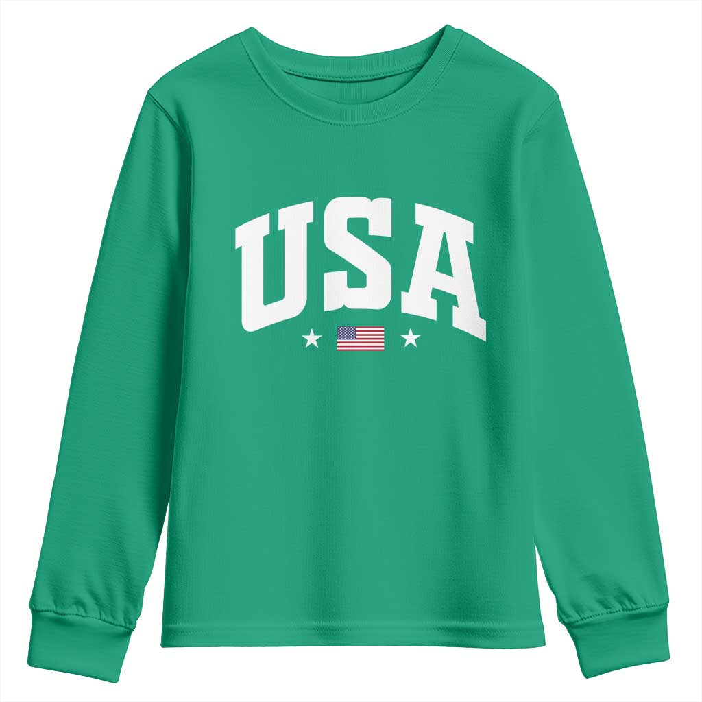 USA Youth Sweatshirt American Flag Patriotic 4th of July - Wonder Print Shop