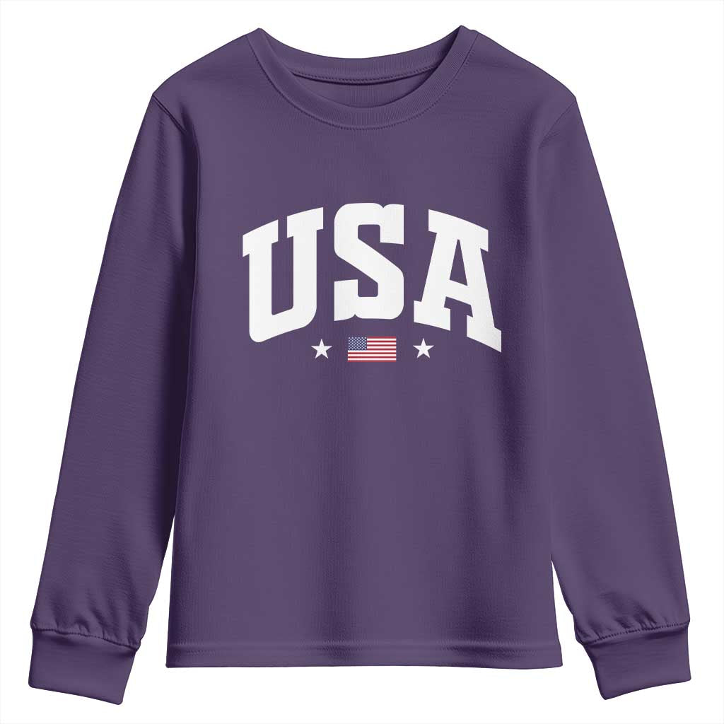 USA Youth Sweatshirt American Flag Patriotic 4th of July - Wonder Print Shop