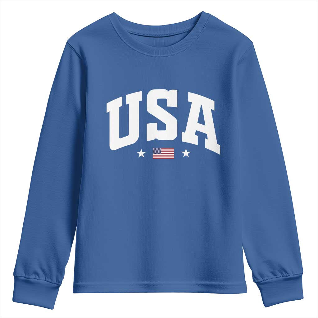 USA Youth Sweatshirt American Flag Patriotic 4th of July - Wonder Print Shop
