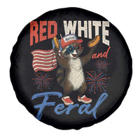Funny Raccoon July 4th Spare Tire Cover Red White and Feral Patriotic Trash Panda - Wonder Print Shop