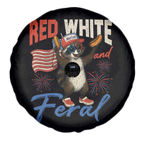 Funny Raccoon July 4th Spare Tire Cover Red White and Feral Patriotic Trash Panda - Wonder Print Shop