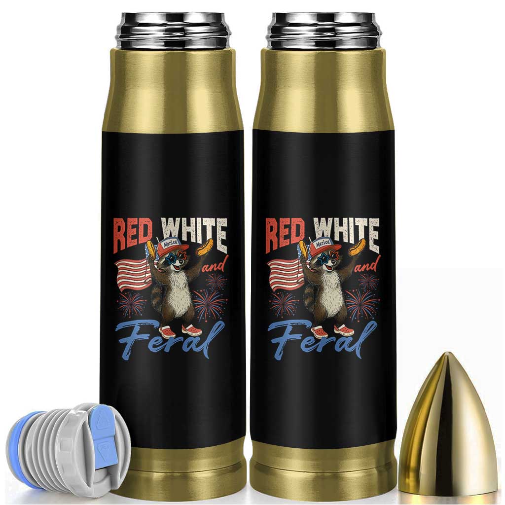 Funny Raccoon July 4th Bullet Tumbler Red White and Feral Patriotic Trash Panda - Wonder Print Shop