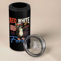 Funny Raccoon July 4th 4 in 1 Can Cooler Tumbler Red White and Feral Patriotic Trash Panda - Wonder Print Shop