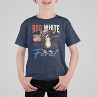 Funny Raccoon July 4th T Shirt For Kid Red White and Feral Patriotic Trash Panda - Wonder Print Shop