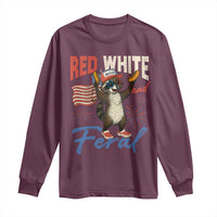 Funny Raccoon July 4th Long Sleeve Shirt Red White and Feral Patriotic Trash Panda - Wonder Print Shop