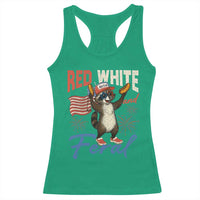 Funny Raccoon July 4th Racerback Tank Top Red White and Feral Patriotic Trash Panda - Wonder Print Shop