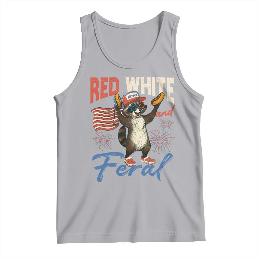 Funny Raccoon July 4th Tank Top Red White and Feral Patriotic Trash Panda - Wonder Print Shop