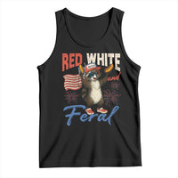 Funny Raccoon July 4th Tank Top Red White and Feral Patriotic Trash Panda - Wonder Print Shop