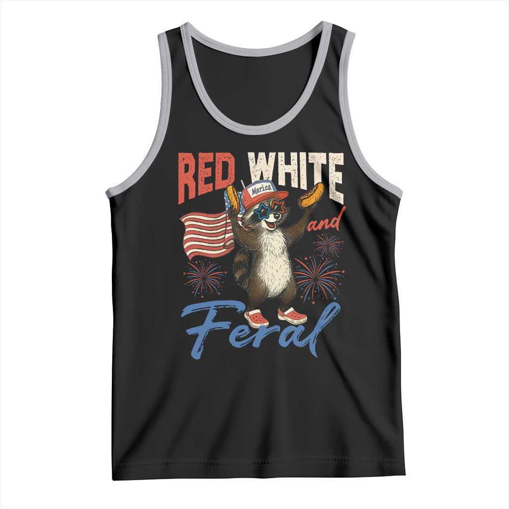 Funny Raccoon July 4th Tank Top Red White and Feral Patriotic Trash Panda - Wonder Print Shop