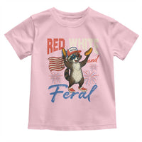Funny Raccoon July 4th Toddler T Shirt Red White and Feral Patriotic Trash Panda - Wonder Print Shop