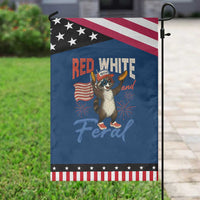 Funny Raccoon July 4th Garden Flag Red White and Feral Patriotic Trash Panda