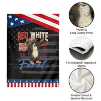 Funny Raccoon July 4th Garden Flag Red White and Feral Patriotic Trash Panda