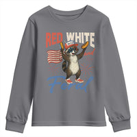 Funny Raccoon July 4th Youth Sweatshirt Red White and Feral Patriotic Trash Panda - Wonder Print Shop