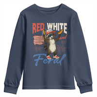 Funny Raccoon July 4th Youth Sweatshirt Red White and Feral Patriotic Trash Panda - Wonder Print Shop