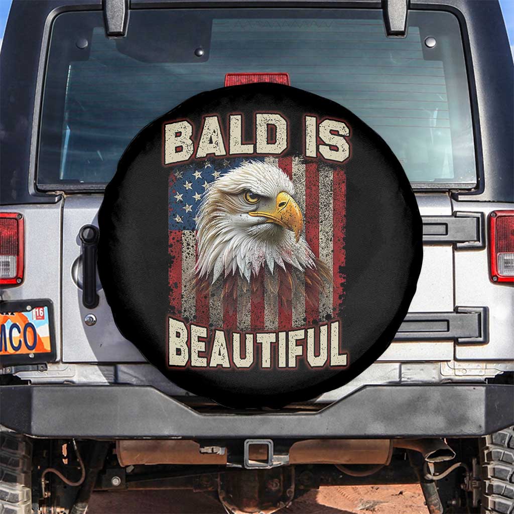 American Flag Bald Eagle Spare Tire Cover Bald Is Beautiful Retro 4th of July Independence Day - Wonder Print Shop