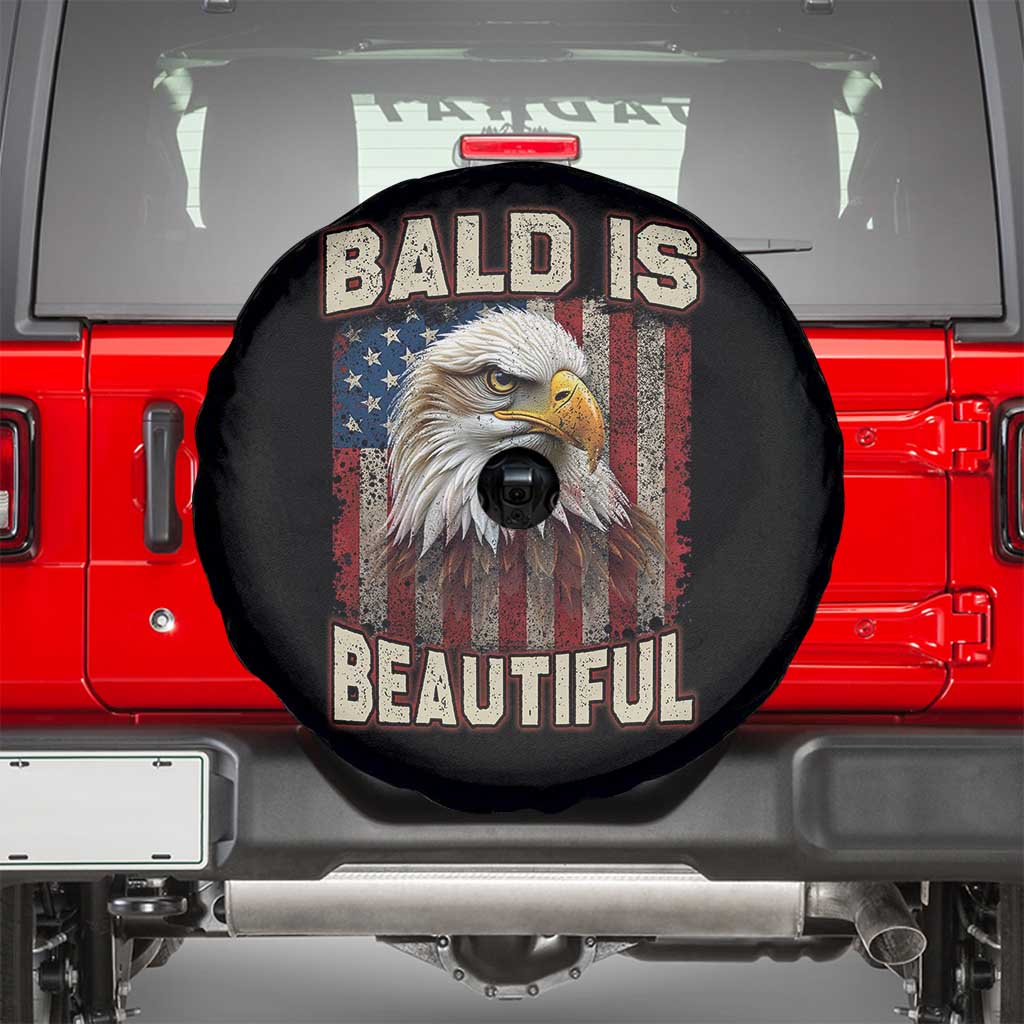 American Flag Bald Eagle Spare Tire Cover Bald Is Beautiful Retro 4th of July Independence Day - Wonder Print Shop