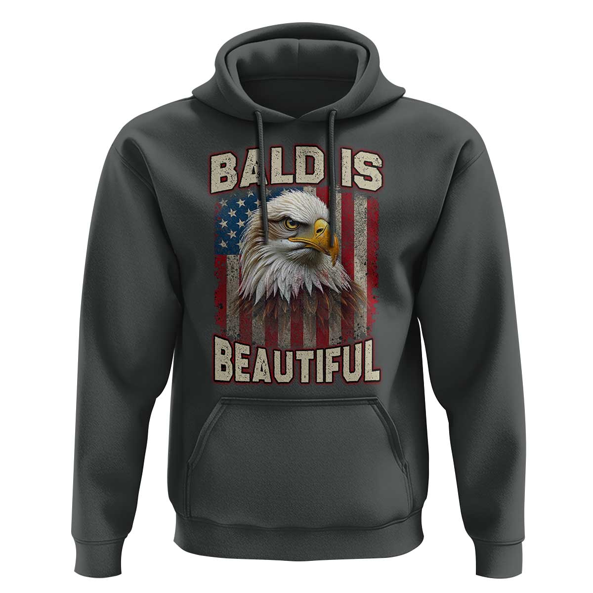 American Flag Bald Eagle Hoodie Bald Is Beautiful Retro 4th of July Independence Day - Wonder Print Shop