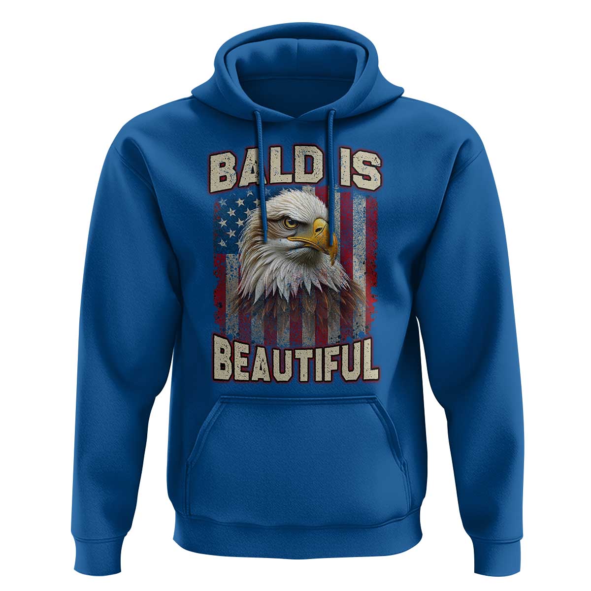 American Flag Bald Eagle Hoodie Bald Is Beautiful Retro 4th of July Independence Day - Wonder Print Shop