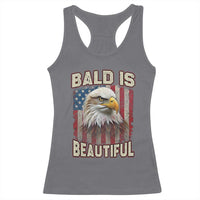American Flag Bald Eagle Racerback Tank Top Bald Is Beautiful Retro 4th of July Independence Day - Wonder Print Shop