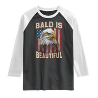 American Flag Bald Eagle Raglan Shirt Bald Is Beautiful Retro 4th of July Independence Day - Wonder Print Shop