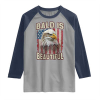 American Flag Bald Eagle Raglan Shirt Bald Is Beautiful Retro 4th of July Independence Day - Wonder Print Shop