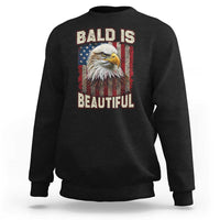 American Flag Bald Eagle Sweatshirt Bald Is Beautiful Retro 4th of July Independence Day - Wonder Print Shop