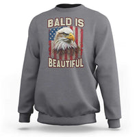American Flag Bald Eagle Sweatshirt Bald Is Beautiful Retro 4th of July Independence Day - Wonder Print Shop