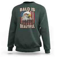 American Flag Bald Eagle Sweatshirt Bald Is Beautiful Retro 4th of July Independence Day - Wonder Print Shop