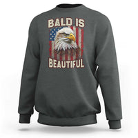 American Flag Bald Eagle Sweatshirt Bald Is Beautiful Retro 4th of July Independence Day - Wonder Print Shop