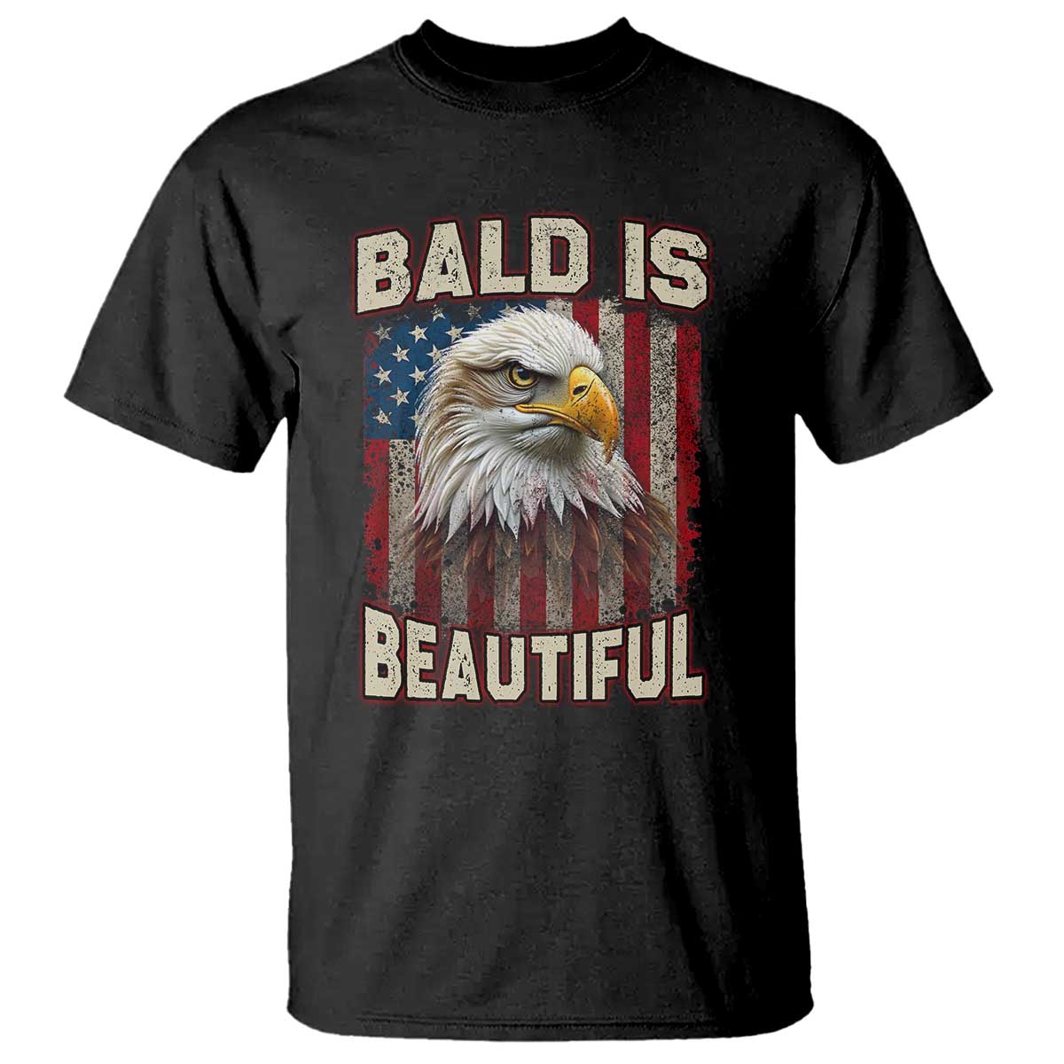 American Flag Bald Eagle T Shirt Bald Is Beautiful Retro 4th of July Independence Day - Wonder Print Shop
