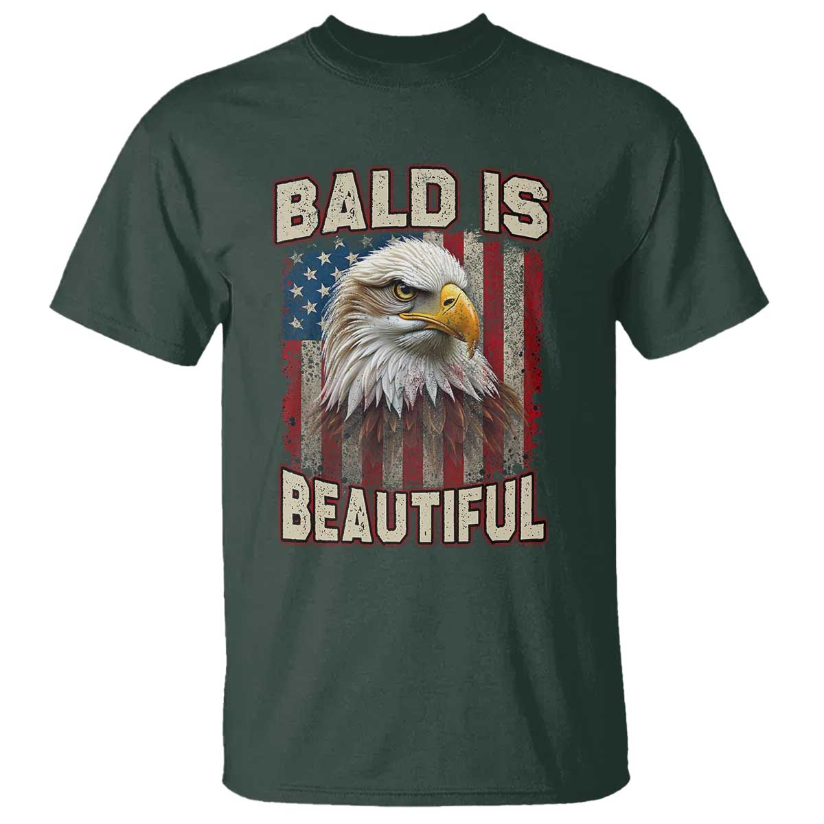 American Flag Bald Eagle T Shirt Bald Is Beautiful Retro 4th of July Independence Day - Wonder Print Shop
