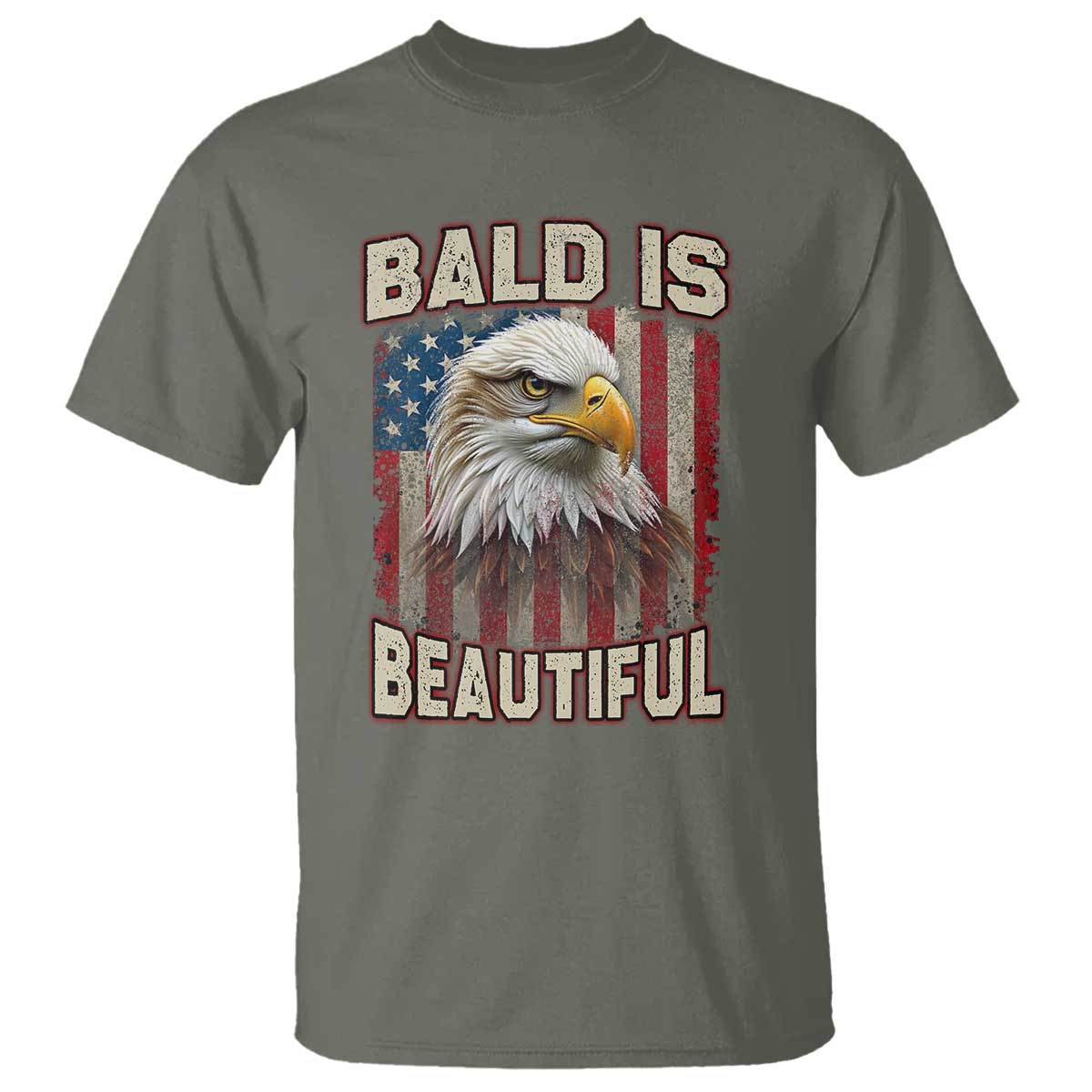 American Flag Bald Eagle T Shirt Bald Is Beautiful Retro 4th of July Independence Day - Wonder Print Shop