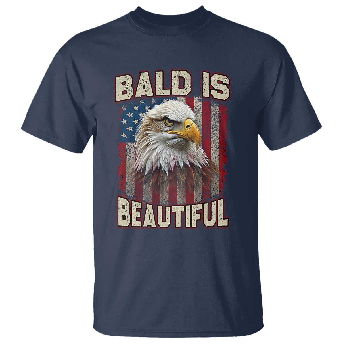 American Flag Bald Eagle T Shirt Bald Is Beautiful Retro 4th of July Independence Day - Wonder Print Shop