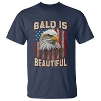 American Flag Bald Eagle T Shirt Bald Is Beautiful Retro 4th of July Independence Day - Wonder Print Shop