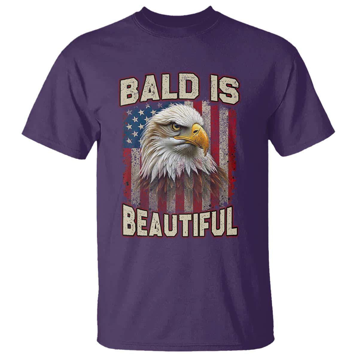 American Flag Bald Eagle T Shirt Bald Is Beautiful Retro 4th of July Independence Day - Wonder Print Shop