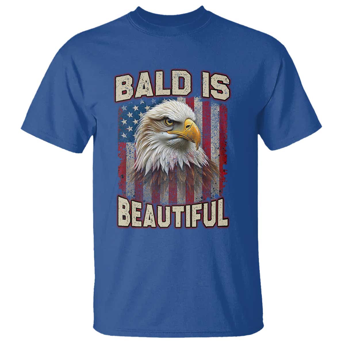 American Flag Bald Eagle T Shirt Bald Is Beautiful Retro 4th of July Independence Day - Wonder Print Shop
