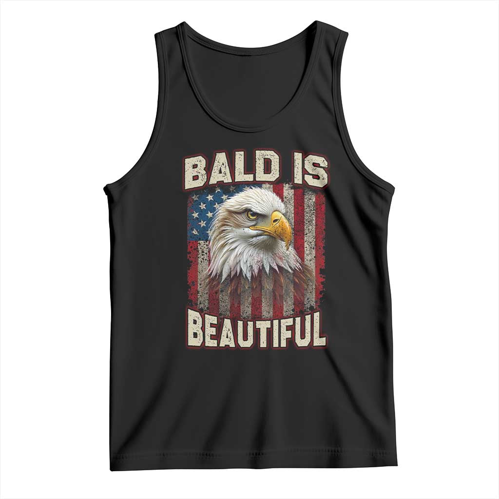 American Flag Bald Eagle Tank Top Bald Is Beautiful Retro 4th of July Independence Day - Wonder Print Shop